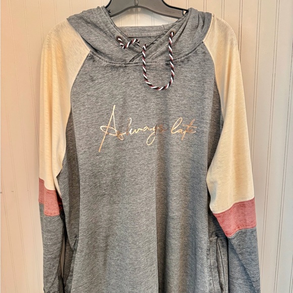 Lane Bryant Tops - Lane Bryant Gray Always Late Hoodie